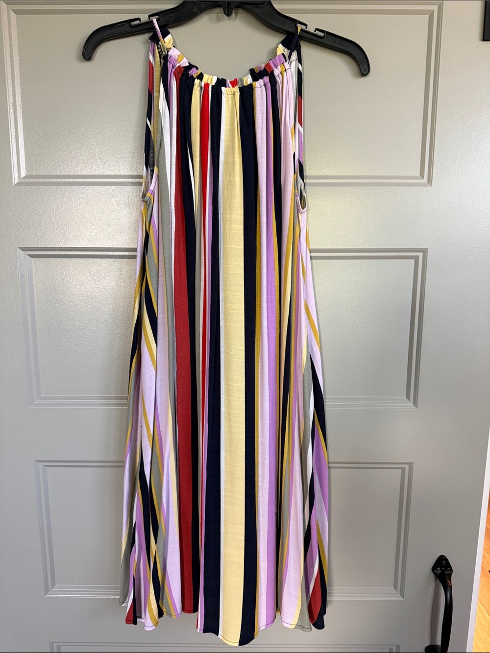 Lift Multi-Stripe Halter Mini Dress - Yellow, Red & Navy